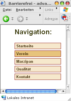 Liste mit MouseOver-Effekten